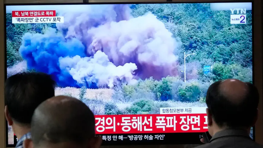 North Korea blows up parts of inter-Korean road and rail links in a symbolic display of anger