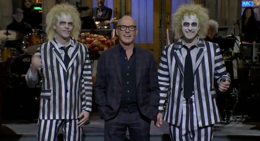 ‘SNL’: Michael Keaton Opening Monologue Crashed By Beetlejuice Mania In The Forms Of Mikey Day, Andy Samberg