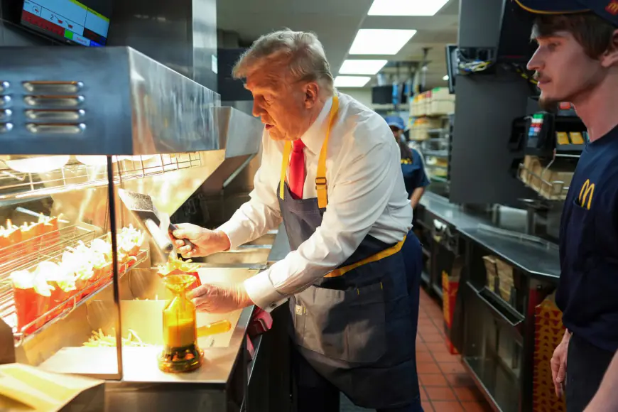 Trump works the fry station and holds a drive-thru news conference at a Pennsylvania McDonald’s