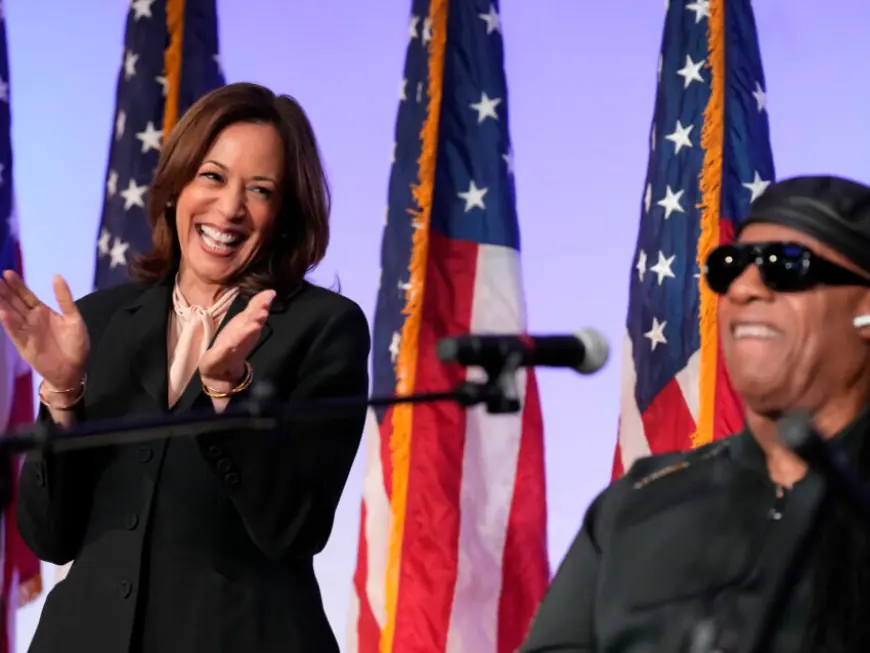 Harris urges Black churchgoers in Georgia to head out to vote and gets an assist from Stevie Wonder