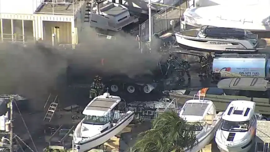 WATCH LIVE: Fire breaks out at marina in Dania Beach