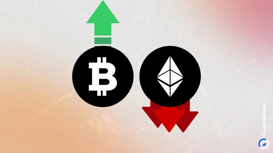 Bitcoin dominance hits 59.75% as ETH/BTC slips below key support