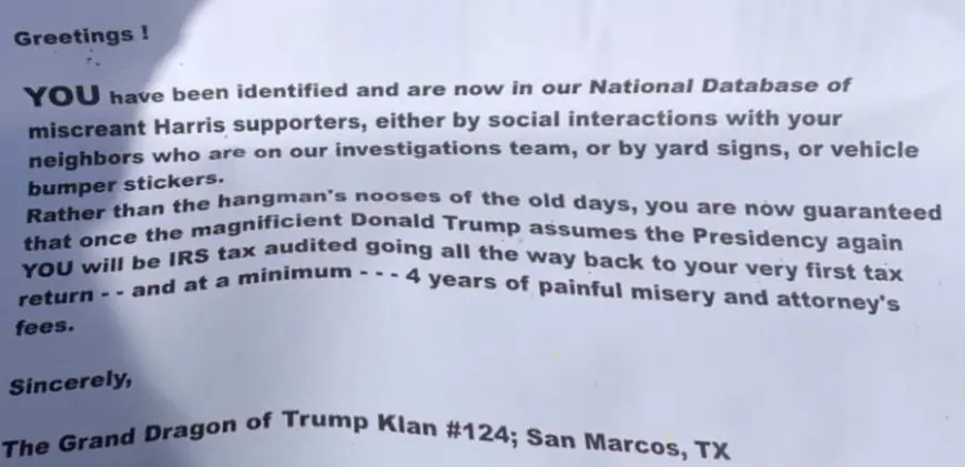 San Marcos police investigating flyers threatening Kamala Harris supporters