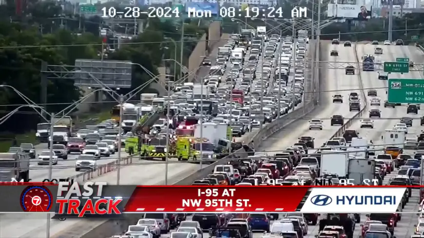 Crash on I-95 near NW 95th Street cause heavy traffic delays in north and southbound lanes