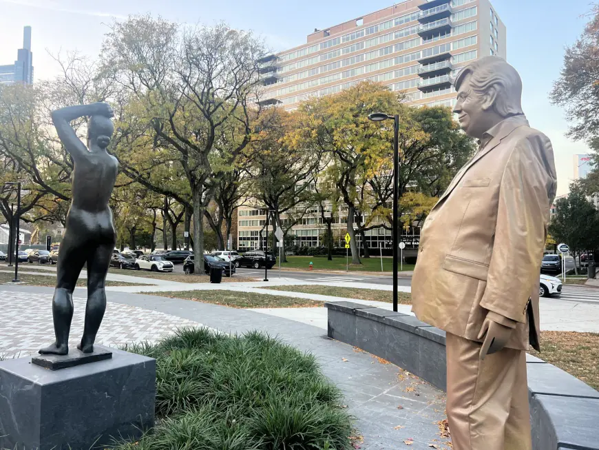 Mysterious Trump statue appears near Art Museum, then carted away