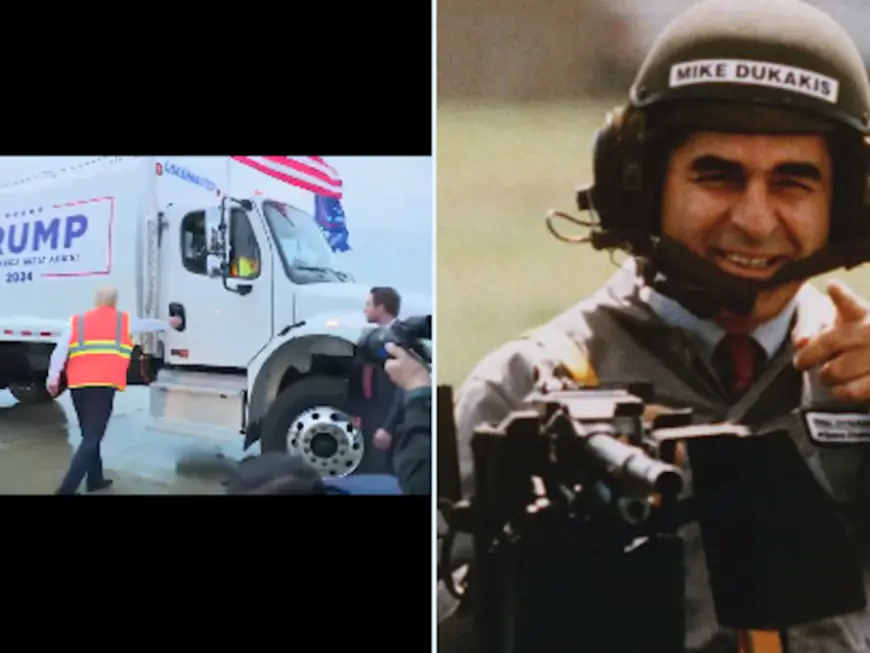 Trump’s garbage truck stunt gets Michael Dukakis’s tank moment trending