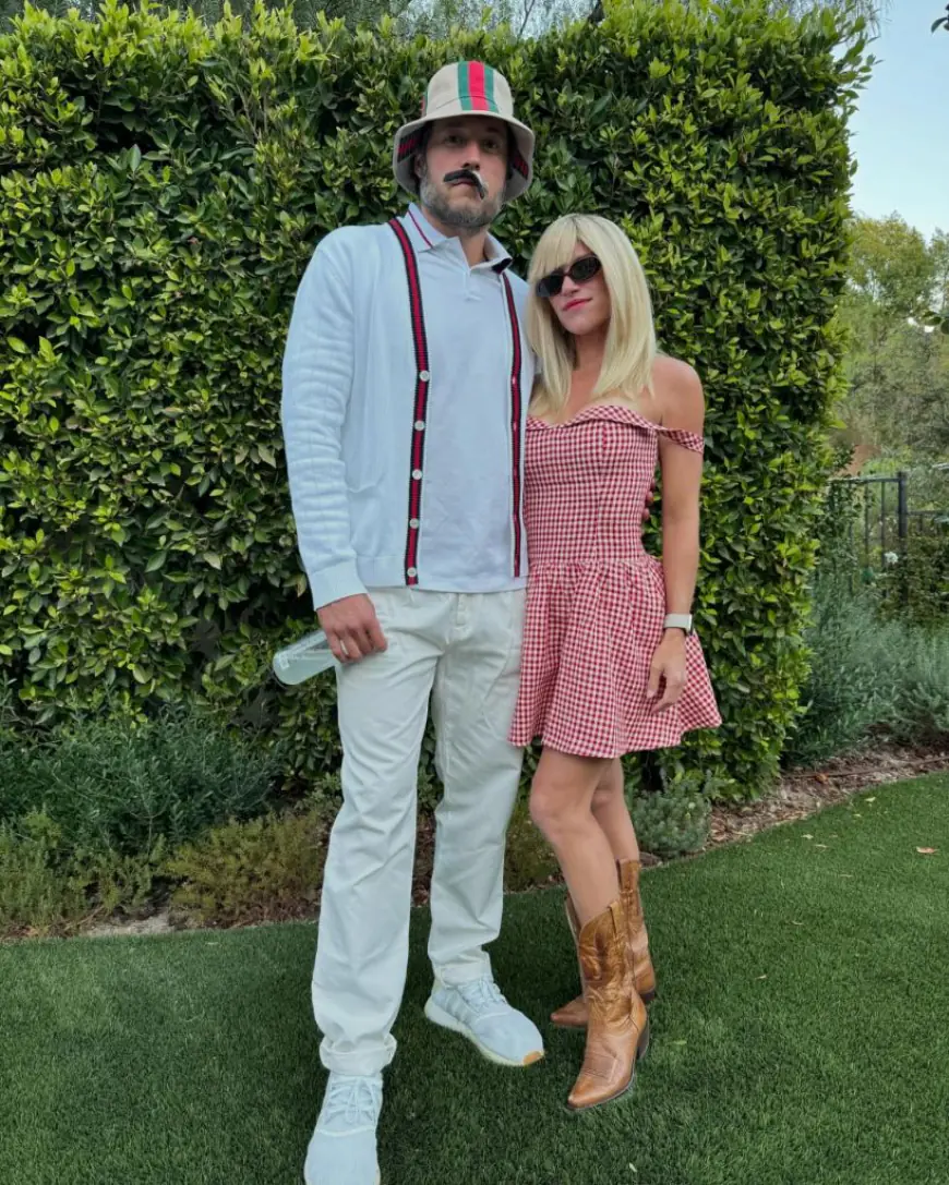 Kelly and Matt Stafford dress as Taylor Swift and Travis Kelce for Halloween after saying she’s ‘tired’ of the singer