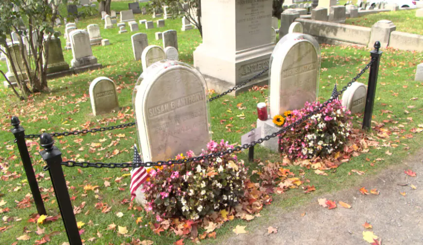 WATCH: Voters visiting Susan B. Anthony's grave on Election Day