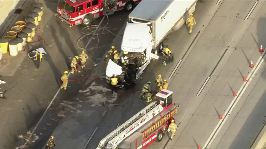 'A terrible drive’: Multiple crashes involving big rigs snarl traffic on 5 Freeway  