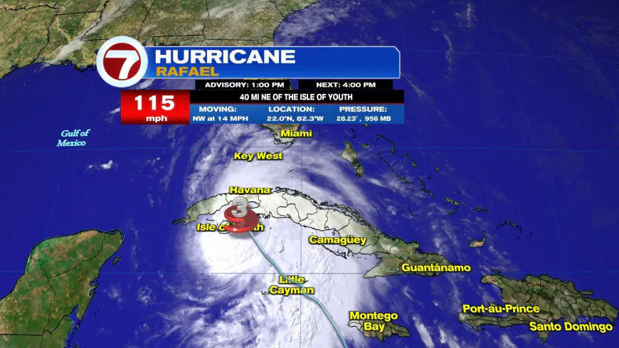 Hurricane Rafael strengthens to powerful Category 3 storm as it heads to Cuba