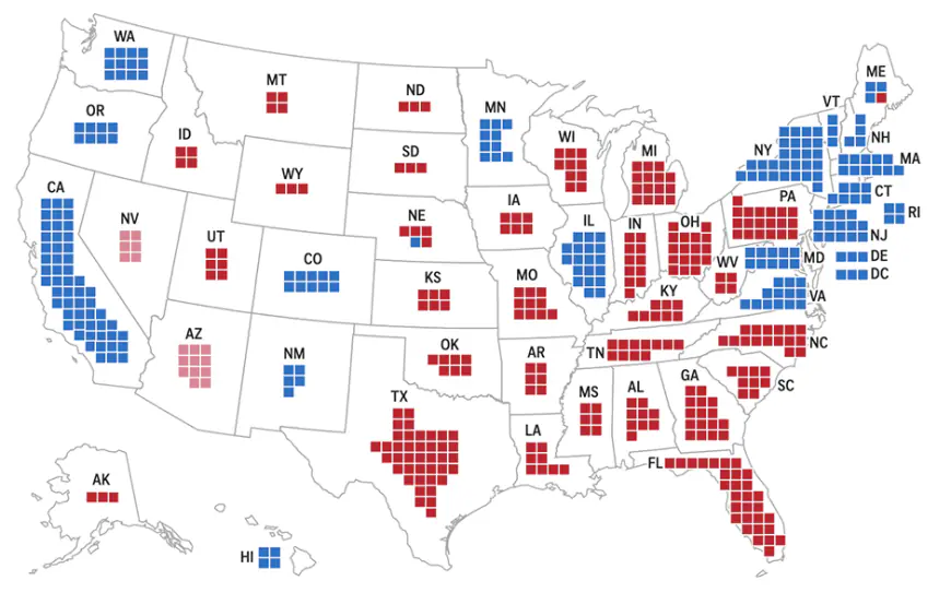 How blue Minnesota compares on US Electoral College map