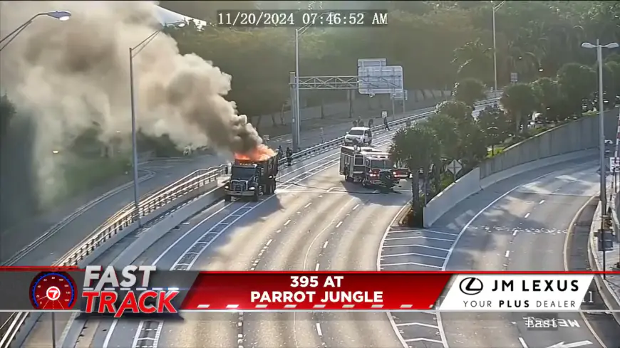 Crews put out vehicle fire on MacArthur Causeway, westbound lanes at Parrot Jungle Trail closed