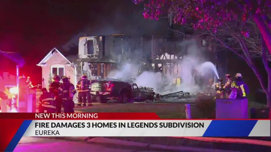 Massive house fire damages three homes in Eureka, no injuries reported