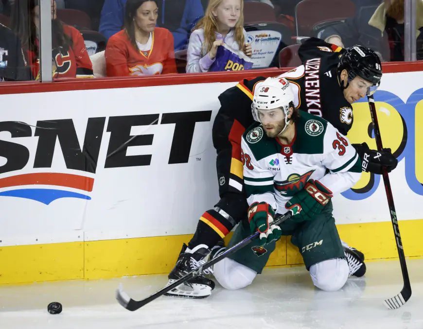 Without Kirill Kaprizov, Wild rally to salvage a point in Calgary