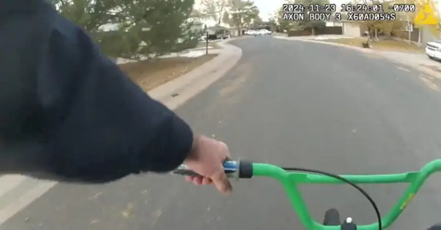 Video: Colorado officer uses kid's bike during pursuit