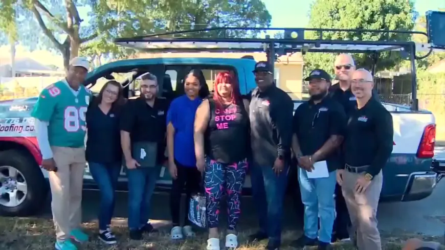 ‘It’s such a blessing’: Miami Dolphins partner with local company to install new roof for Miami Gardens family