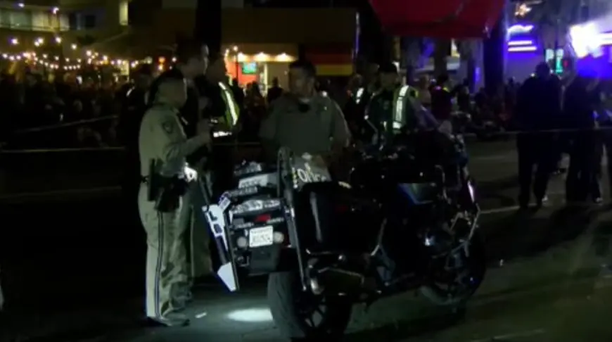 10 injured after police traffic officer on a motorcycle crashes into bystanders at California parade