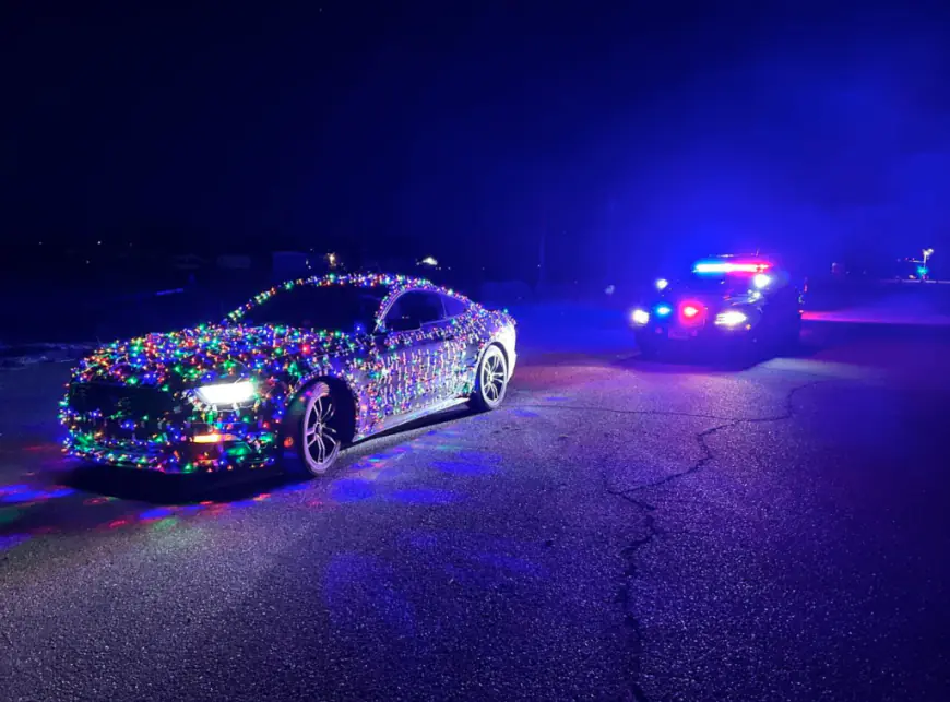 Car decked out in Christmas lights pulled over by cops as they warn against showy stunt