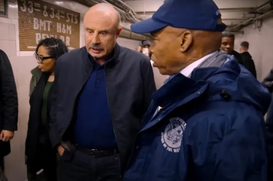 Dr. Phil witnesses tense homeless altercation while touring NYC subway with Mayor Eric Adams