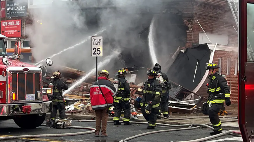 Woman hurt, burning building collapses after Northeast DC crash