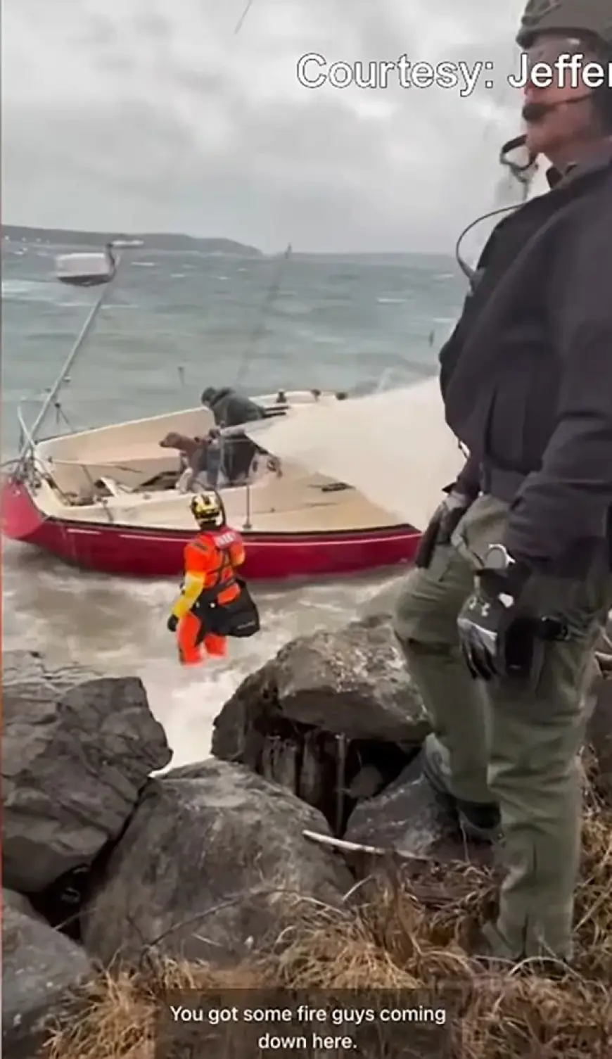 Coast Guard rescues man and his dog from sailboat run aground on Christmas morning