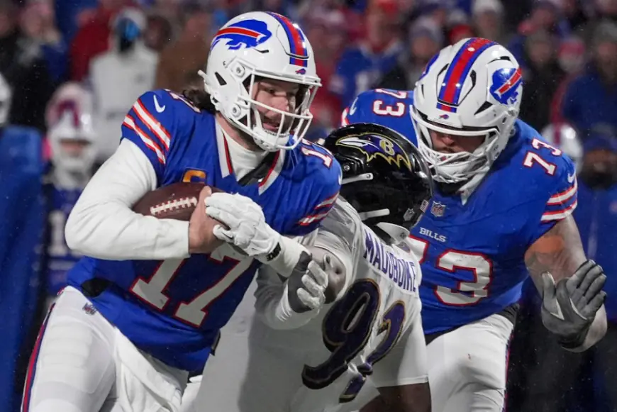 Josh Allen scores 2 TDs, Bills force 3 turnovers to beat Ravens 27-25 and reach AFC title game