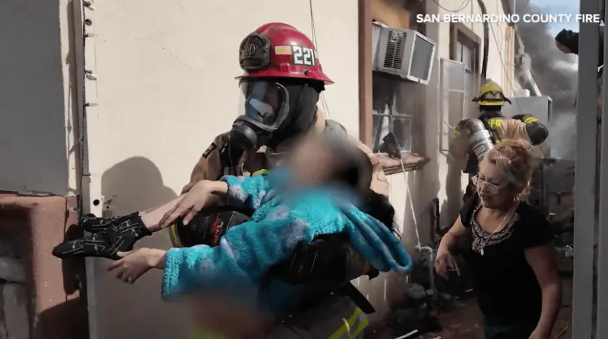 Firefighters in Southern California save young girl as blaze guts home