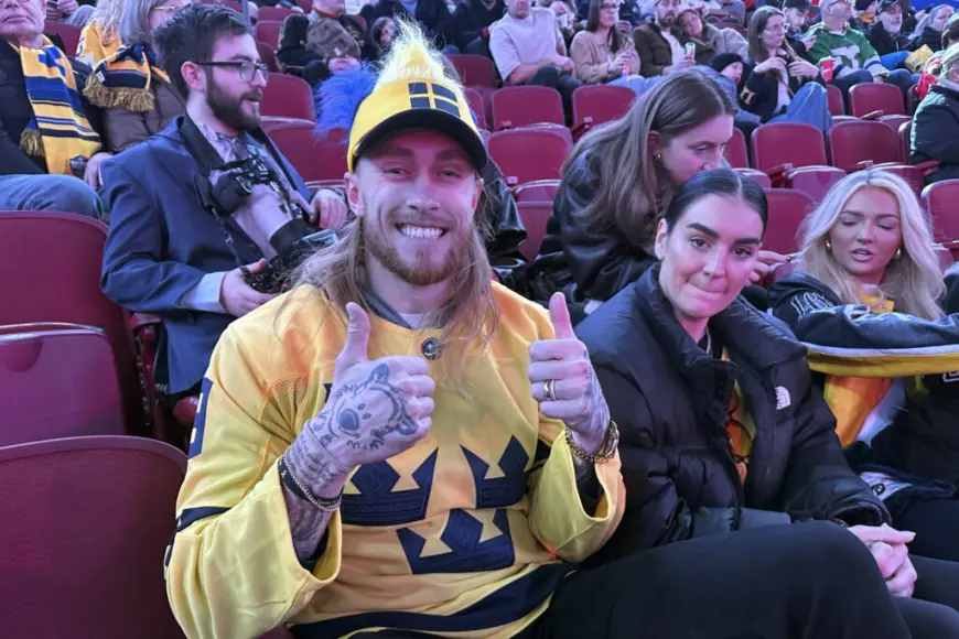 George Kittle supports Swedish friend Filip Forsberg at the 4 Nations Face-Off in Montreal