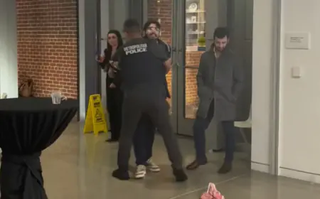 Video shows moment suspected gunman outside Jewish Museum is arrested while shouting ‘Free free Palestine’ as witnesses describe helping him before realizing he was the killer