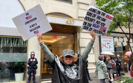 Thousands of 'No Kings' protesters in NYC take to rainy streets