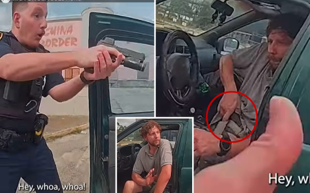 Motorist shot dead when he pulls gun on cops after leaving scene of crash in hair-raising bodycam footage: ‘He’s got a gun!’