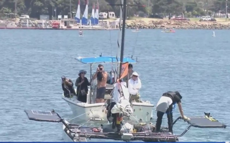 Man sets sail as first to attempt crossing Pacific Ocean in beach catamaran from San Diego to Hawaii