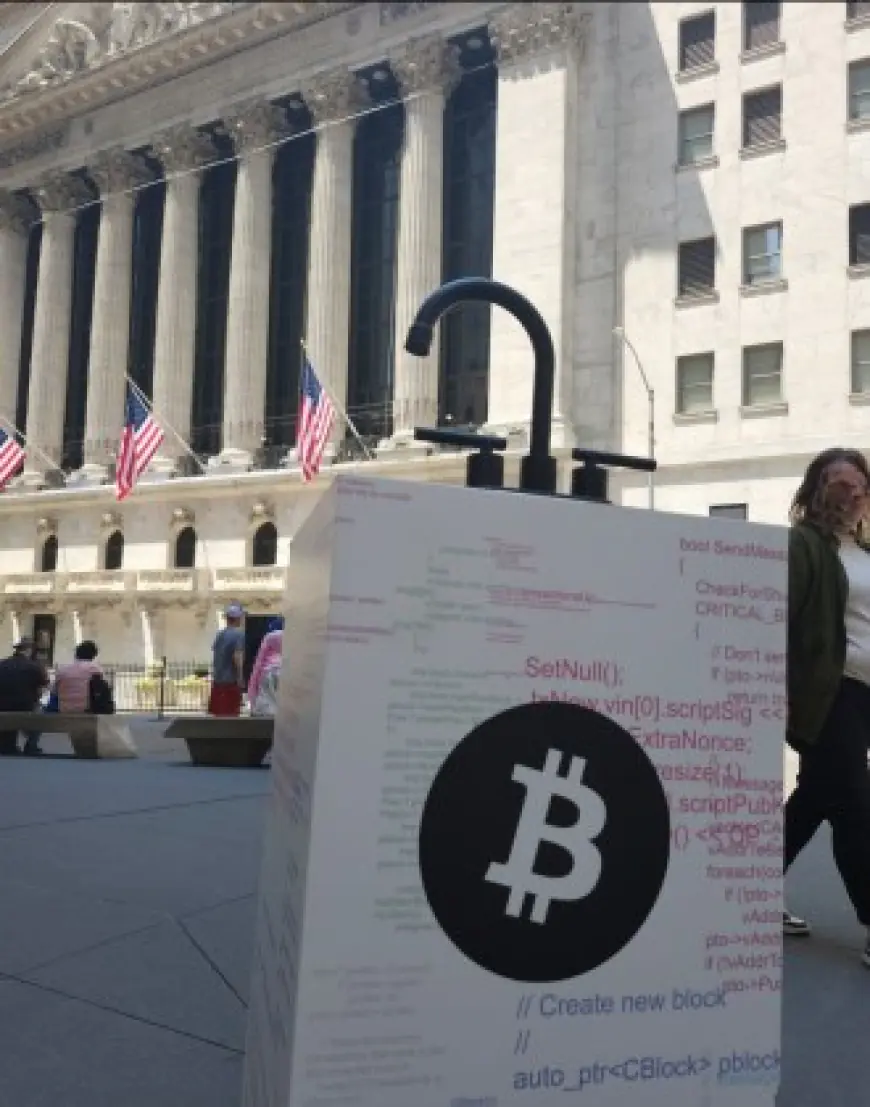 Bitcoin Faucet Turns 15: Sculpture Near NYSE Celebrates Monumental Rise