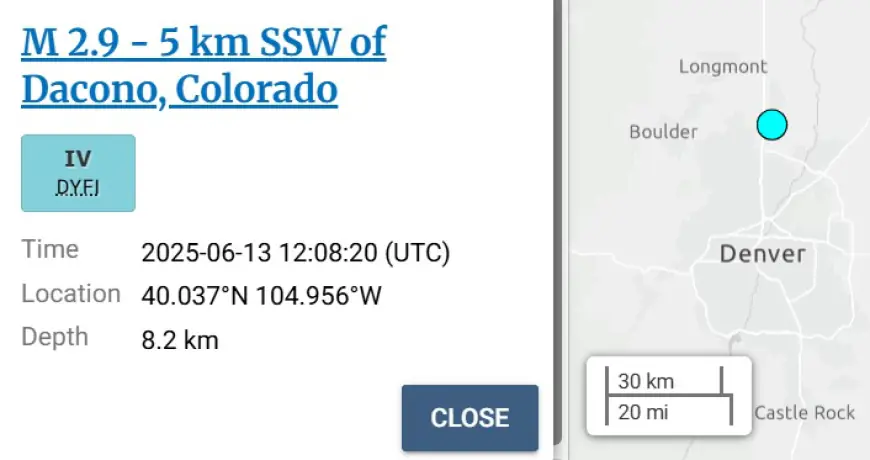 Small earthquake hits town north of Denver early Friday morning